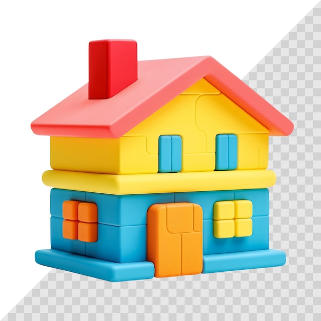 PSD simple 3d house isolated on white small colorful toy home real estate concept generative ai