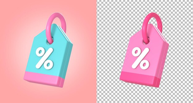 Semplice etichetta di prezzo 3d con illustrazione dell'icona percentuale di sconto della vendita promozionale