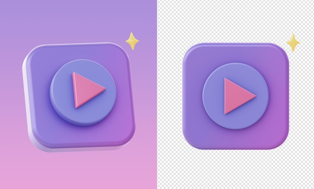 Простые 3d фиолетовые значки потокового видео для дизайна рекламы в социальных сетях веб-приложений ui ux для мобильных устройств