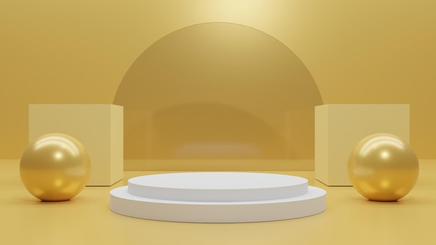 PSD simple 3d render podium on yellow background