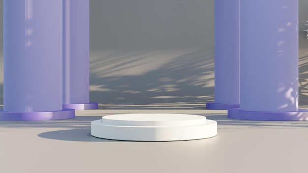 Simple 3D rendering white podium