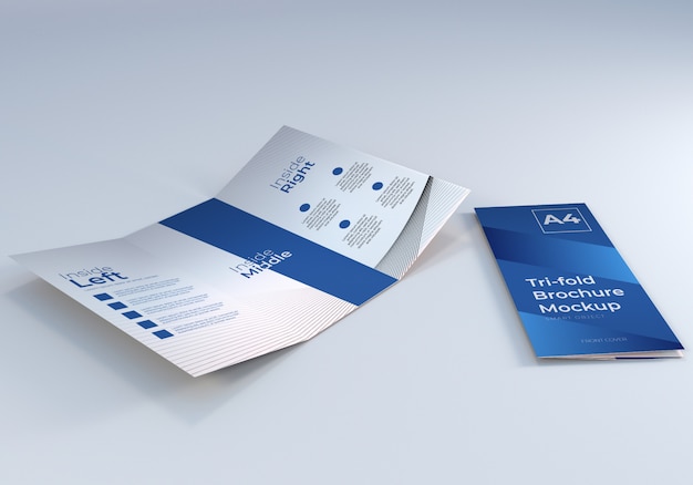 PSD mockup di carta per brochure a tre ante a4 semplice