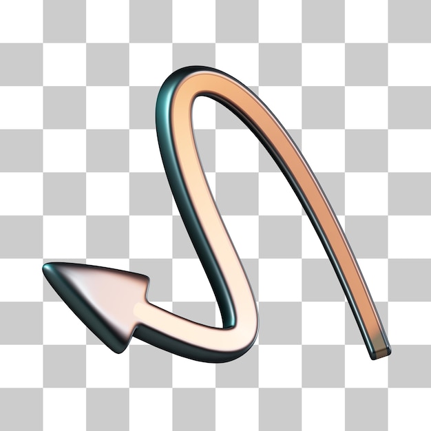 Simple arrow curved 3d icon