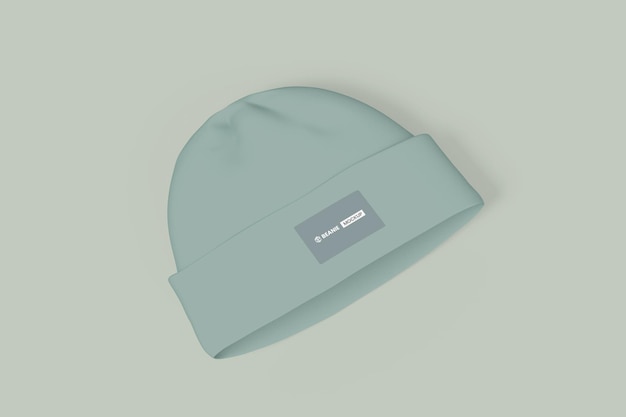 simple blue beanie mockup