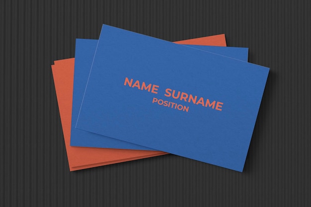 Simple business card mockup in blue and orange tone