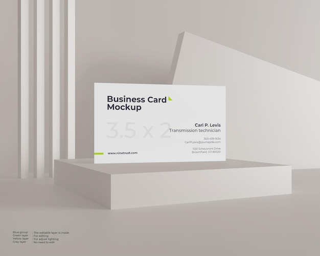 Simple business card mockup on podium