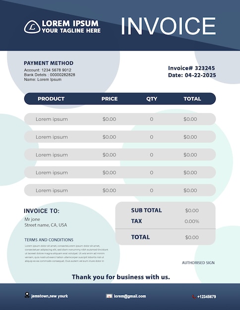Simple Business Invoice Layout Design