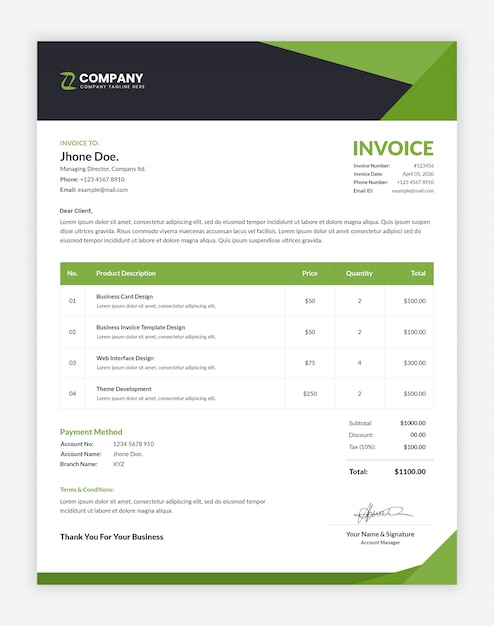 PSD simple business invoice template