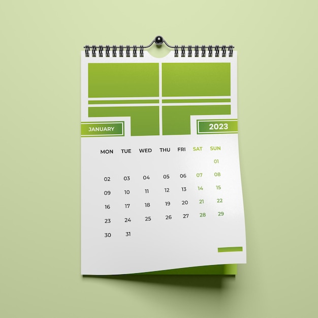 Calendario semplice mockup psd