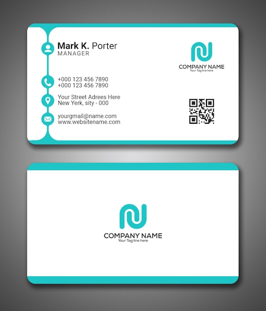 PSD simple and clean blue color business card template psd file