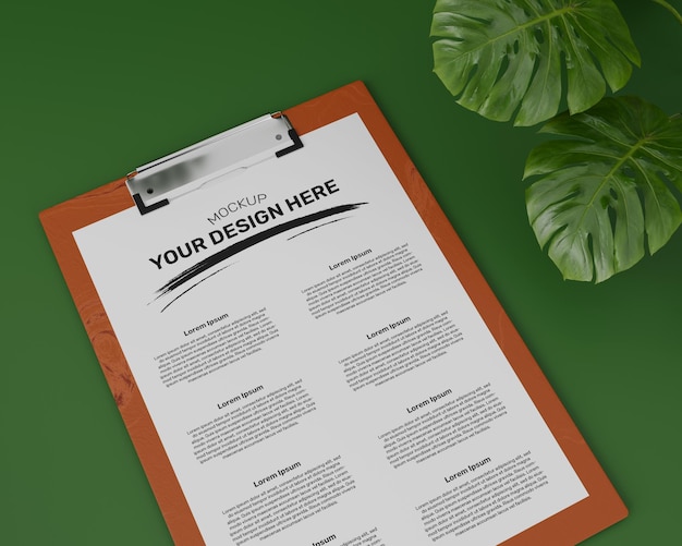 Simple clean clipboard with a document mockup