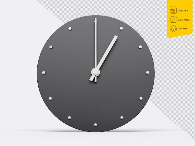 PSD simple clock gray 100 one o39clock time modern minimal clock 3d-illustratie