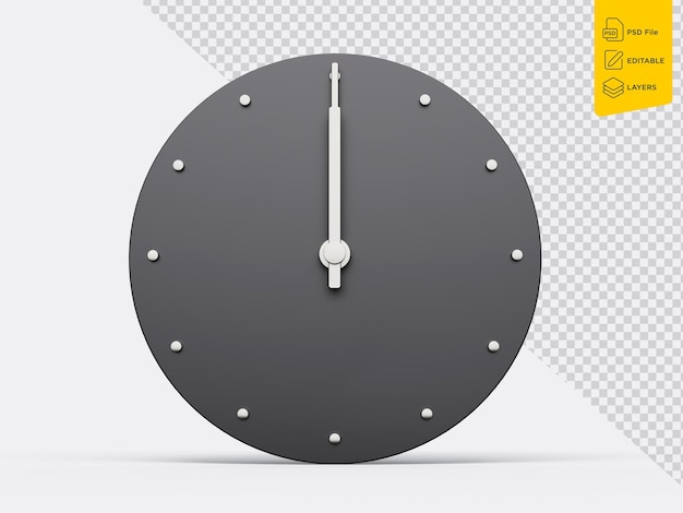 PSD simple clock gray 1200 twelve o39clock time modern minimal clock 3d-illustratie
