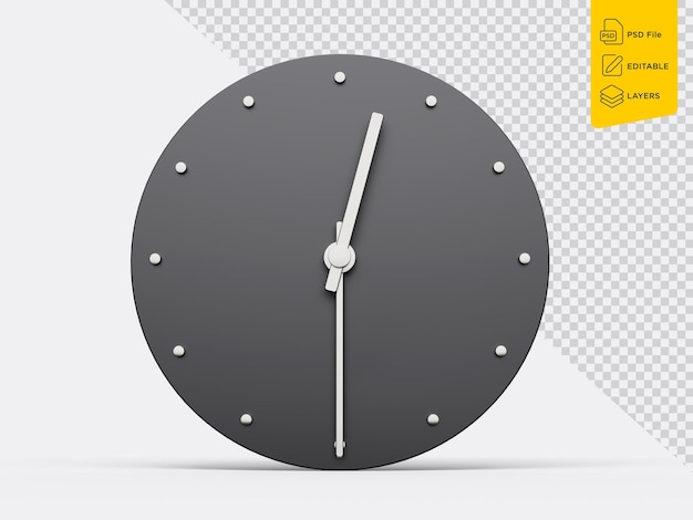 PSD simple clock gray 1230 twelve thirty half past 12 o39clock modern minimal clock 3d illustration