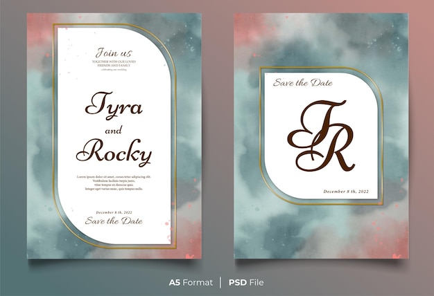 simple colorful watercolor wedding invitation template
