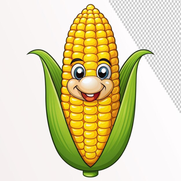 a simple corn cartoon on transparent background