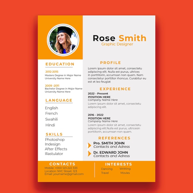 simple cv and resume flat template
