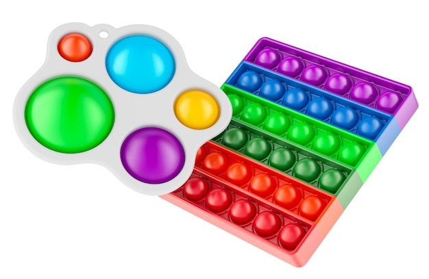 Simple dimple en Silicone push pop Fidget sensory stress bubble speelgoed 3D rendering geïsoleerd op transparante achtergrond
