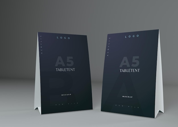 PSD simple double tabletent card mockup