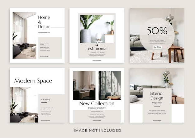 Simple and elegant house furniture instagram feed template collection banner