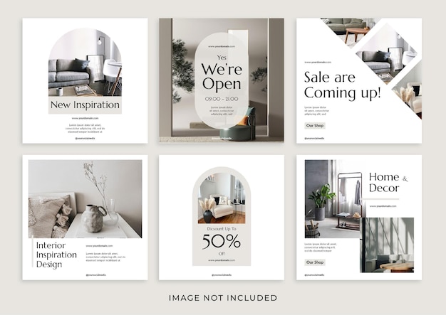 PSD simple and elegant house furniture instagram feed template collection
