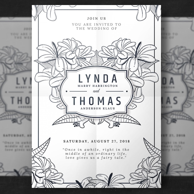 PSD simple and elegant wedding invitation