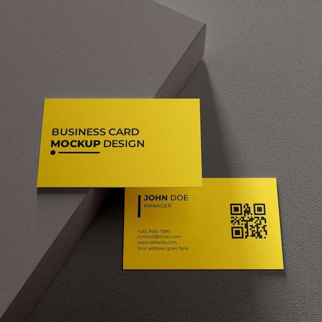 Simple elegant yellow business card mockup design