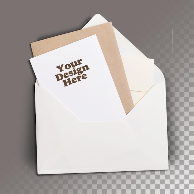 PSD simple envelope mockup with transparency background