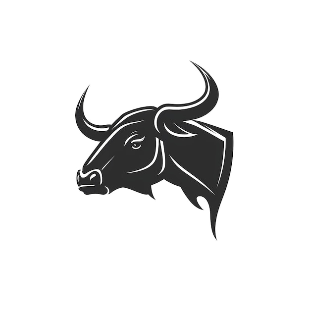 Simple flat logo design of a black bull isolated on the transparent background created with generative ai