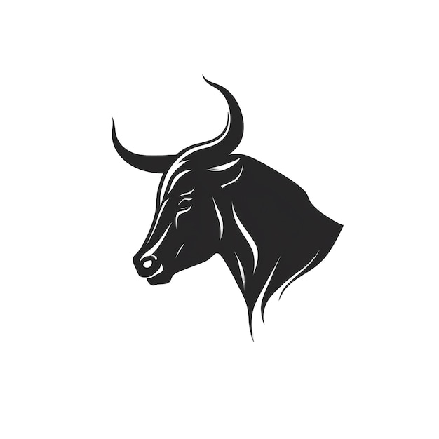 PSD simple flat logo design of a black bull isolated on the transparent background created with generative ai