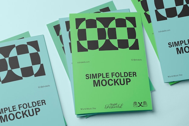 Simple folder top view mockup