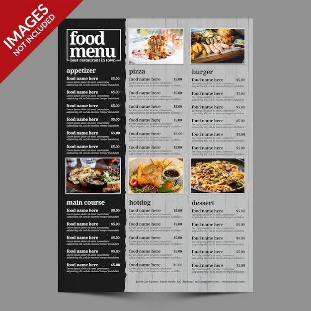 Simple food menu for restaurant or bar premium template