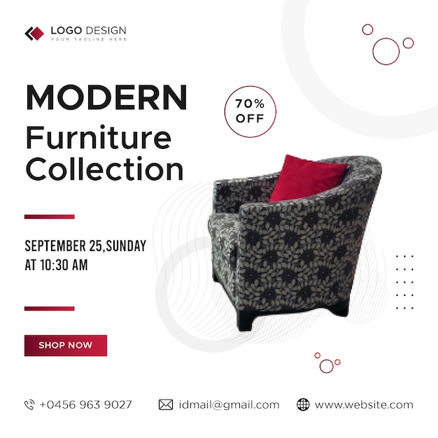 PSD simple furniture social media post template premium psd