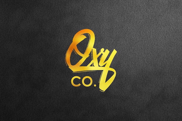 Simple Gold Logo Mockup on Dark Background Texture