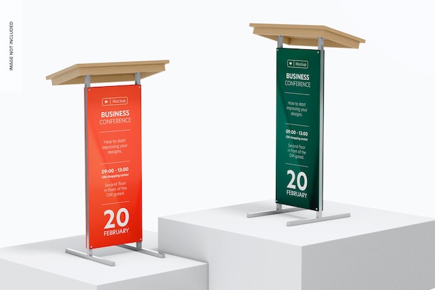 Simple Lecterns Mockup, on Podiums