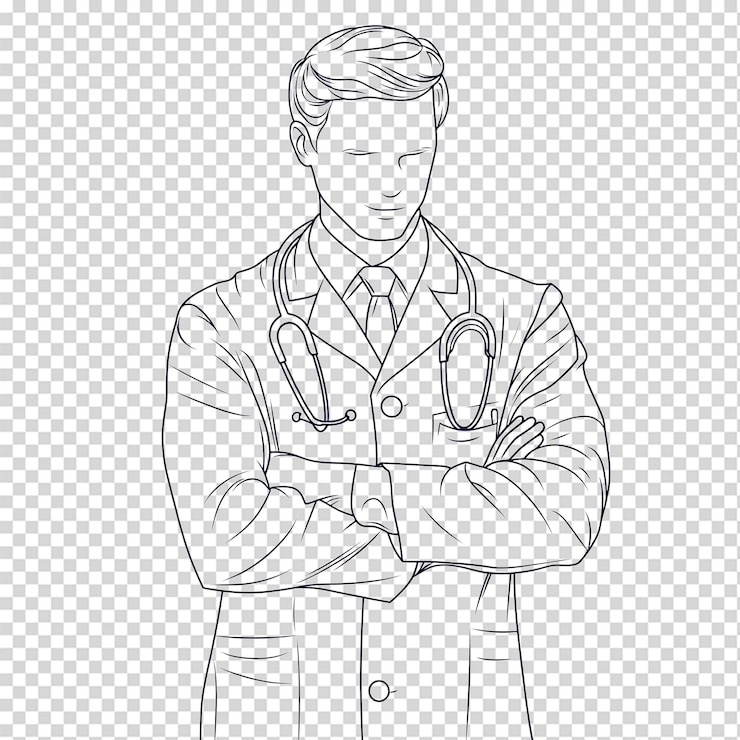 PSD simple line drawing of a doctor perfect for medical concepts