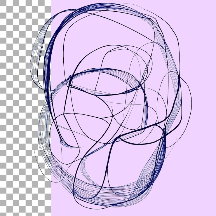 PSD simple line drawing of an oval dark blue outline on a white background png
