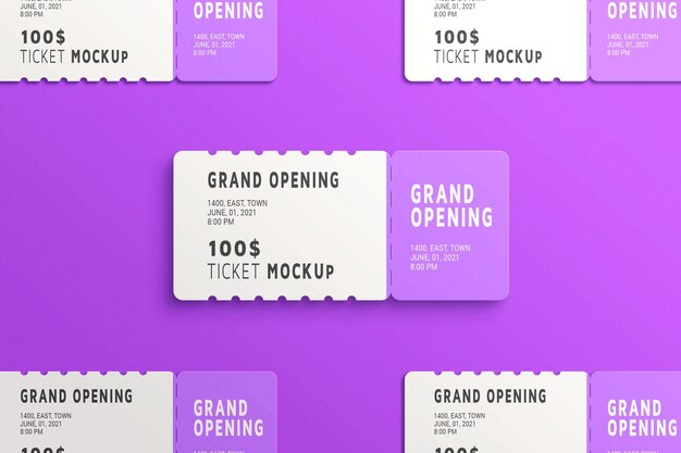 PSD simple and minimal ticket or voucher  mockup design