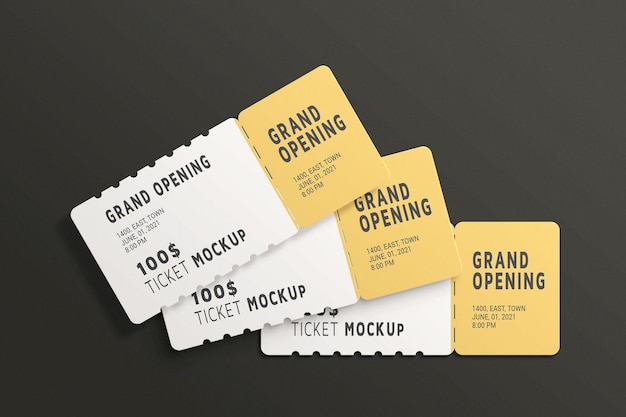 Simple and minimal ticket or voucher  mockup design