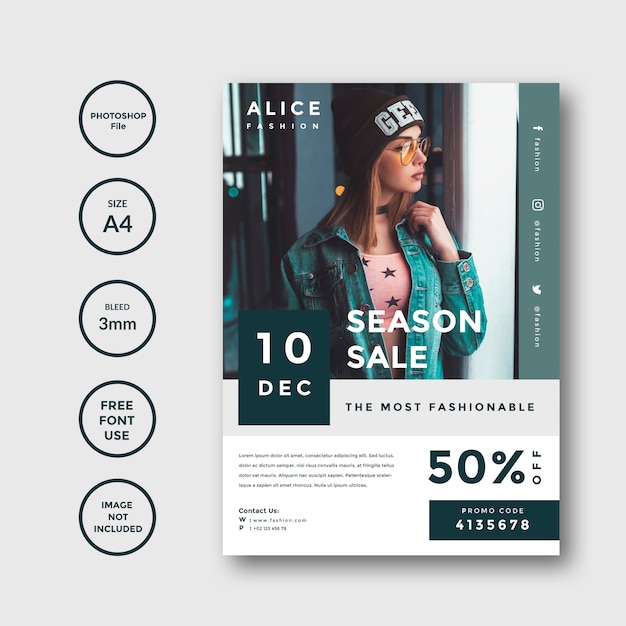 PSD simple and minimalist fashion flyer promotion template