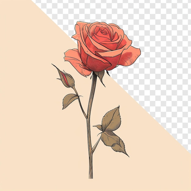 PSD simple minimalistic rose illustrationpsd