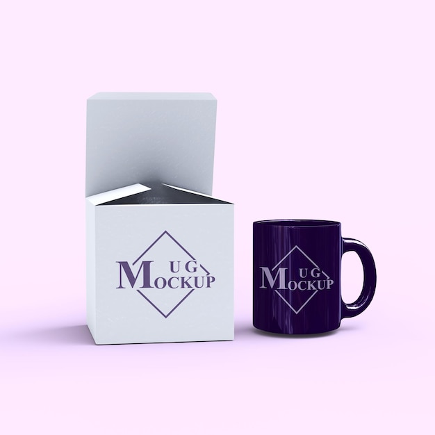 Simple mockup mug with box