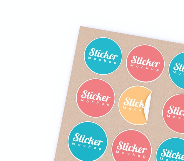 PSD simple mockup of top view sticker collection