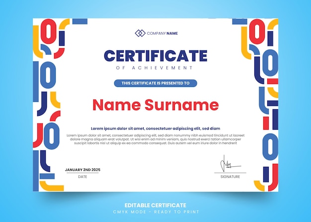 PSD simple and modern certificate design template