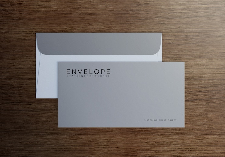 PSD simple monarch envelope mockup design