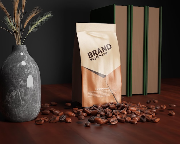 PSD semplice sacchetto di carta con caffè mock up