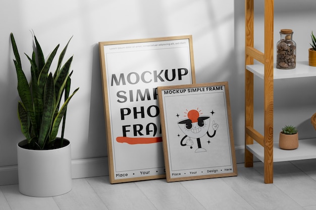 simple photo frame for interior design with plant