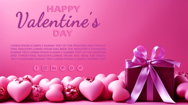 PSD バレンタインデーカードのシンプルなピンクの背景 壁紙とコピースペースの生成ai