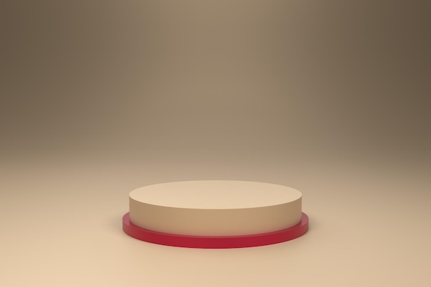간단한 제품 연단, 제품 디스플레이 스탠드 디자인, 3D 렌더링. 비바 마젠타와 베이지, 컬러