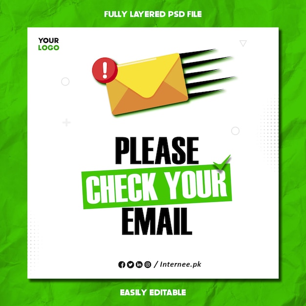 PSD simple amp professional mail check social media poster design